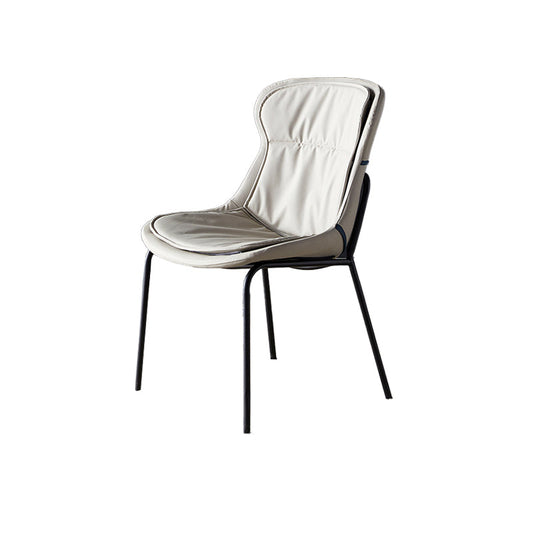 Industrial Style Leather Dining Armless Chairs Solid Back Dining Chair for Kitchen Clearhalo ' kitchen&dining_furn' 'Dining Chairs' 'Dining Tables & Seating' 'dining_chair' 'furn' 'furn_dining_chair' 'Furniture' 'furniture_dining_chair' 'Kitchen & Dining Furniture' 'kitchen' 4098364