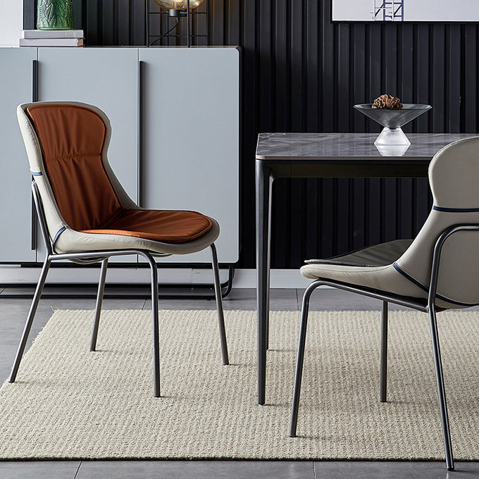 Industrial Style Leather Dining Armless Chairs Solid Back Dining Chair for Kitchen Clearhalo ' kitchen&dining_furn' 'Dining Chairs' 'Dining Tables & Seating' 'dining_chair' 'furn' 'furn_dining_chair' 'Furniture' 'furniture_dining_chair' 'Kitchen & Dining Furniture' 'kitchen' 4098372