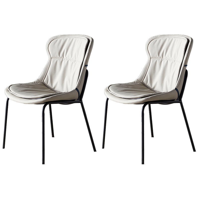 Industrial Style Leather Dining Armless Chairs Solid Back Dining Chair for Kitchen Light Gray 2 Piece Set Black Clearhalo ' kitchen&dining_furn' 'Dining Chairs' 'Dining Tables & Seating' 'dining_chair' 'furn' 'furn_dining_chair' 'Furniture' 'furniture_dining_chair' 'Kitchen & Dining Furniture' 'kitchen' 4098376