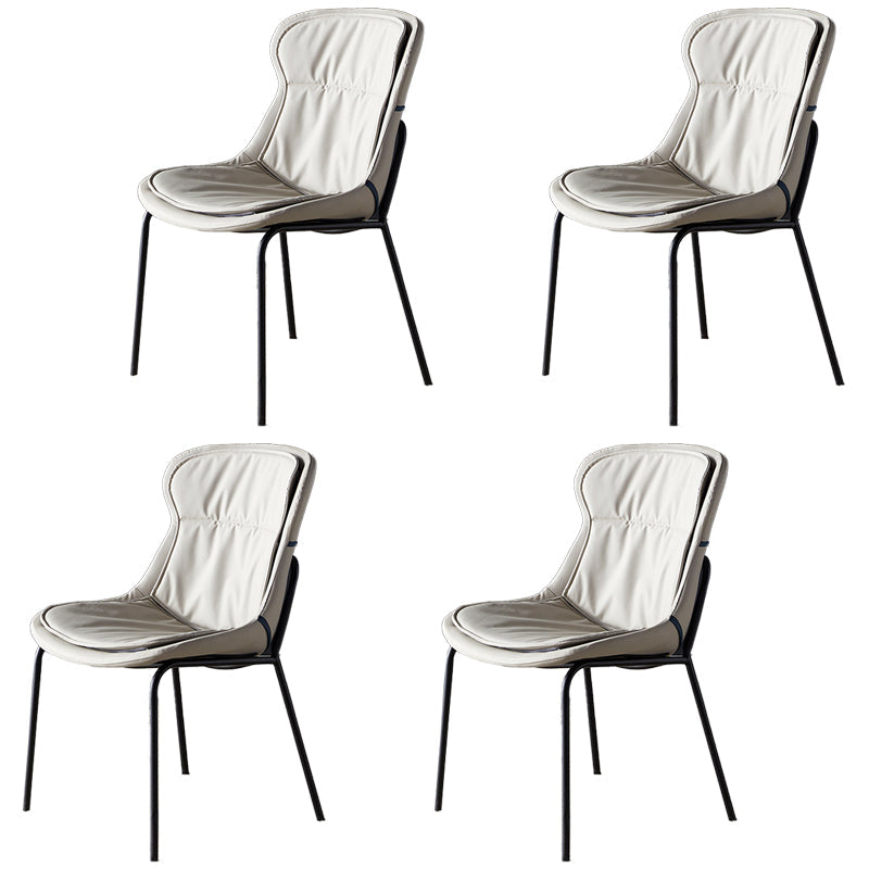 Industrial Style Leather Dining Armless Chairs Solid Back Dining Chair for Kitchen Light Gray 4 Piece Set Black Clearhalo ' kitchen&dining_furn' 'Dining Chairs' 'Dining Tables & Seating' 'dining_chair' 'furn' 'furn_dining_chair' 'Furniture' 'furniture_dining_chair' 'Kitchen & Dining Furniture' 'kitchen' 4098377