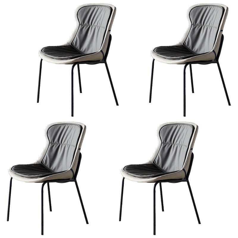 Industrial Style Leather Dining Armless Chairs Solid Back Dining Chair for Kitchen Dark Gray 4 Piece Set Black Clearhalo ' kitchen&dining_furn' 'Dining Chairs' 'Dining Tables & Seating' 'dining_chair' 'furn' 'furn_dining_chair' 'Furniture' 'furniture_dining_chair' 'Kitchen & Dining Furniture' 'kitchen' 4098380