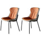 Industrial Style Leather Dining Armless Chairs Solid Back Dining Chair for Kitchen Orange 2 Piece Set Black Clearhalo ' kitchen&dining_furn' 'Dining Chairs' 'Dining Tables & Seating' 'dining_chair' 'furn' 'furn_dining_chair' 'Furniture' 'furniture_dining_chair' 'Kitchen & Dining Furniture' 'kitchen' 4098382