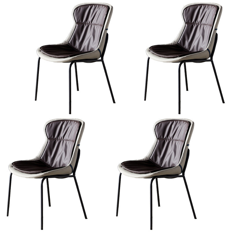 Industrial Style Leather Dining Armless Chairs Solid Back Dining Chair for Kitchen Brown 4 Piece Set Black Clearhalo ' kitchen&dining_furn' 'Dining Chairs' 'Dining Tables & Seating' 'dining_chair' 'furn' 'furn_dining_chair' 'Furniture' 'furniture_dining_chair' 'Kitchen & Dining Furniture' 'kitchen' 4098398