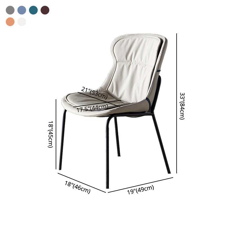 Industrial Style Leather Dining Armless Chairs Solid Back Dining Chair for Kitchen Clearhalo ' kitchen&dining_furn' 'Dining Chairs' 'Dining Tables & Seating' 'dining_chair' 'furn' 'furn_dining_chair' 'Furniture' 'furniture_dining_chair' 'Kitchen & Dining Furniture' 'kitchen' 4098402