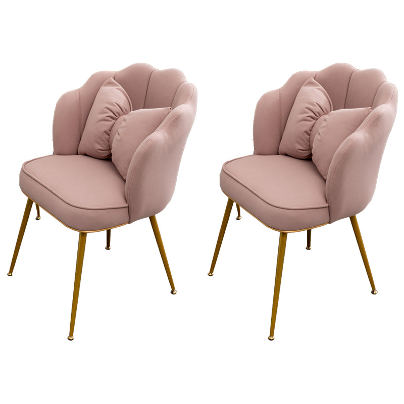 Scandinavian Style Faux Leather Dining Chairs Solid Back Armless Chairs Pink 2 Piece Set Clearhalo ' kitchen&dining_furn' 'Dining Chairs' 'Dining Tables & Seating' 'dining_chair' 'furn' 'furn_dining_chair' 'Furniture' 'furniture_dining_chair' 'Kitchen & Dining Furniture' 'kitchen' 4098417