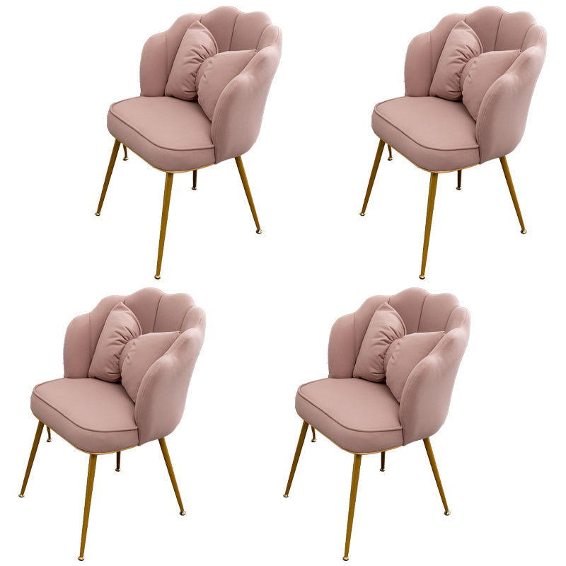 Scandinavian Style Faux Leather Dining Chairs Solid Back Armless Chairs Pink 4 Piece Set Clearhalo ' kitchen&dining_furn' 'Dining Chairs' 'Dining Tables & Seating' 'dining_chair' 'furn' 'furn_dining_chair' 'Furniture' 'furniture_dining_chair' 'Kitchen & Dining Furniture' 'kitchen' 4098420
