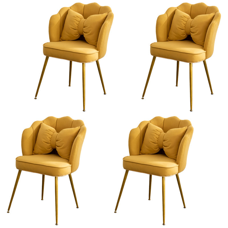 Scandinavian Style Faux Leather Dining Chairs Solid Back Armless Chairs Yellow 4 Piece Set Clearhalo ' kitchen&dining_furn' 'Dining Chairs' 'Dining Tables & Seating' 'dining_chair' 'furn' 'furn_dining_chair' 'Furniture' 'furniture_dining_chair' 'Kitchen & Dining Furniture' 'kitchen' 4098423