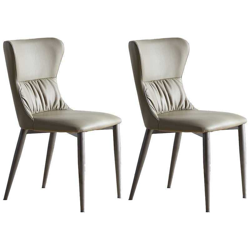 Industrial Metal Dining Room Chairs Armless Wingback Side Chair for Home Use Grey 2 Piece Set Clearhalo ' kitchen&dining_furn' 'Dining Chairs' 'Dining Tables & Seating' 'dining_chair' 'furn' 'furn_dining_chair' 'Furniture' 'furniture_dining_chair' 'Kitchen & Dining Furniture' 'kitchen' 4098434