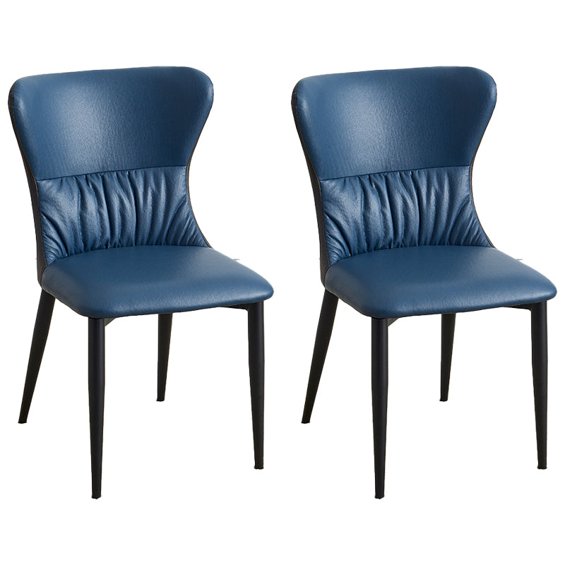 Industrial Metal Dining Room Chairs Armless Wingback Side Chair for Home Use Blue-Black 2 Piece Set Clearhalo ' kitchen&dining_furn' 'Dining Chairs' 'Dining Tables & Seating' 'dining_chair' 'furn' 'furn_dining_chair' 'Furniture' 'furniture_dining_chair' 'Kitchen & Dining Furniture' 'kitchen' 4098440