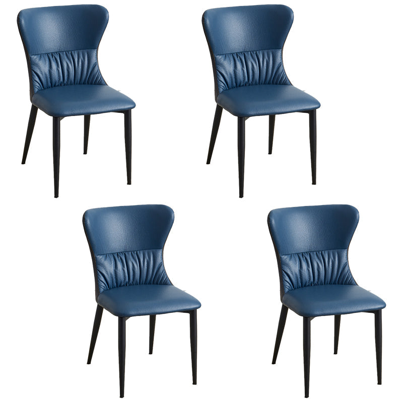 Industrial Metal Dining Room Chairs Armless Wingback Side Chair for Home Use Blue-Black 4 Piece Set Clearhalo ' kitchen&dining_furn' 'Dining Chairs' 'Dining Tables & Seating' 'dining_chair' 'furn' 'furn_dining_chair' 'Furniture' 'furniture_dining_chair' 'Kitchen & Dining Furniture' 'kitchen' 4098442