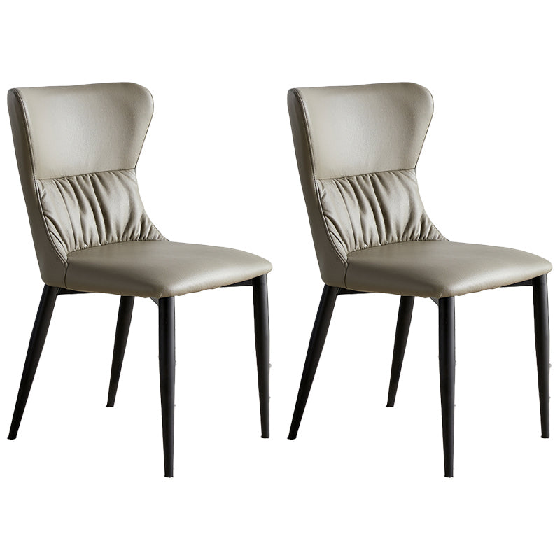 Industrial Metal Dining Room Chairs Armless Wingback Side Chair for Home Use Gray Black 2 Piece Set Clearhalo ' kitchen&dining_furn' 'Dining Chairs' 'Dining Tables & Seating' 'dining_chair' 'furn' 'furn_dining_chair' 'Furniture' 'furniture_dining_chair' 'Kitchen & Dining Furniture' 'kitchen' 4098446