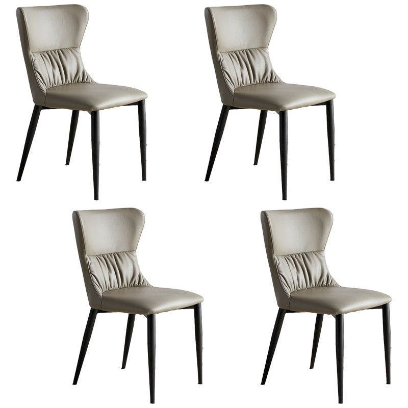 Industrial Metal Dining Room Chairs Armless Wingback Side Chair for Home Use Gray Black 4 Piece Set Clearhalo ' kitchen&dining_furn' 'Dining Chairs' 'Dining Tables & Seating' 'dining_chair' 'furn' 'furn_dining_chair' 'Furniture' 'furniture_dining_chair' 'Kitchen & Dining Furniture' 'kitchen' 4098448