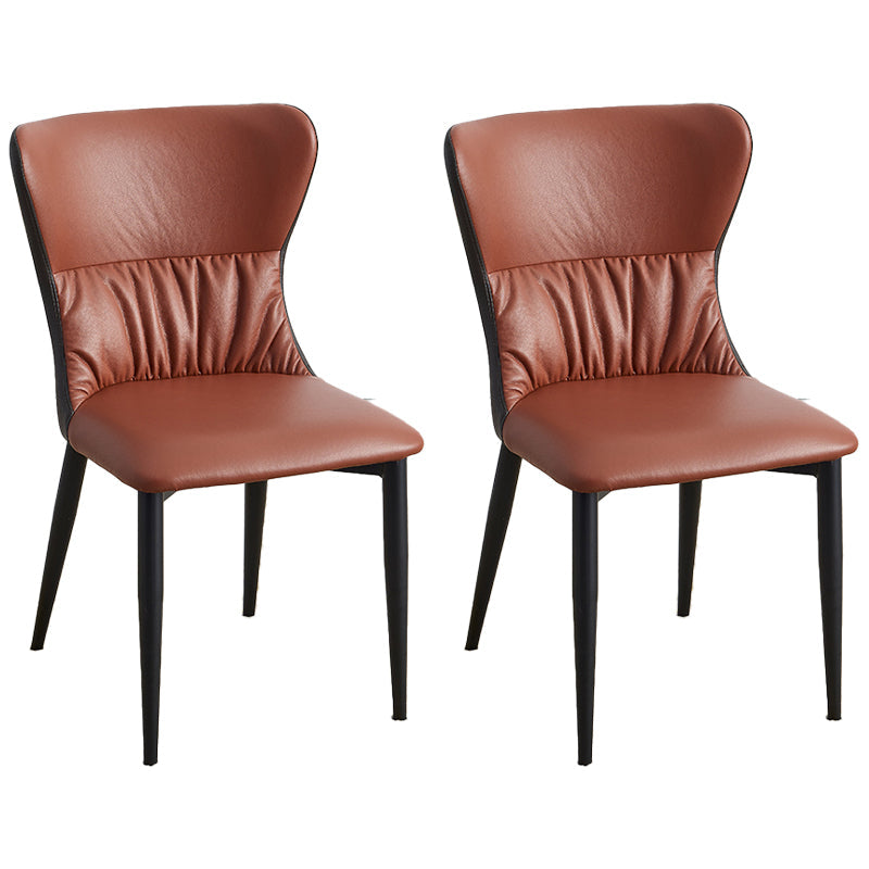 Industrial Metal Dining Room Chairs Armless Wingback Side Chair for Home Use Red-Black 2 Piece Set Clearhalo ' kitchen&dining_furn' 'Dining Chairs' 'Dining Tables & Seating' 'dining_chair' 'furn' 'furn_dining_chair' 'Furniture' 'furniture_dining_chair' 'Kitchen & Dining Furniture' 'kitchen' 4098451