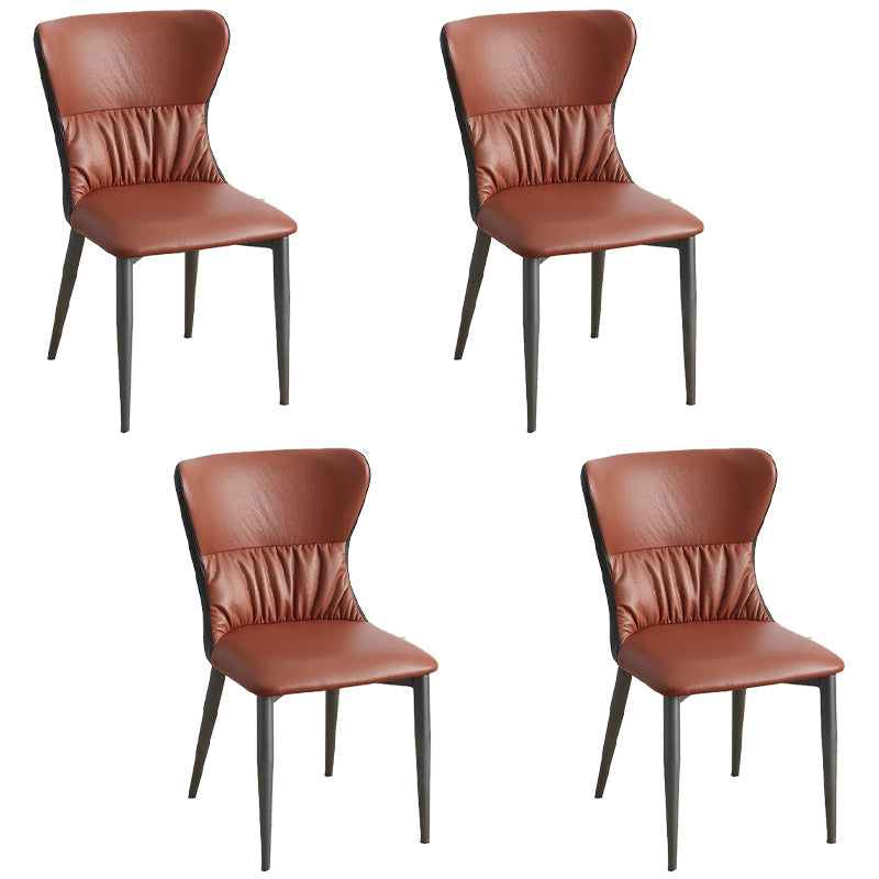 Industrial Metal Dining Room Chairs Armless Wingback Side Chair for Home Use Red-Gray 4 Piece Set Clearhalo ' kitchen&dining_furn' 'Dining Chairs' 'Dining Tables & Seating' 'dining_chair' 'furn' 'furn_dining_chair' 'Furniture' 'furniture_dining_chair' 'Kitchen & Dining Furniture' 'kitchen' 4098459