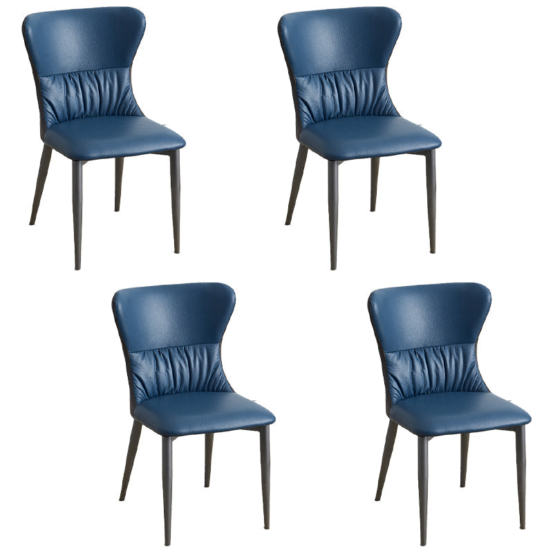 Industrial Metal Dining Room Chairs Armless Wingback Side Chair for Home Use Blue-Gray 4 Piece Set Clearhalo ' kitchen&dining_furn' 'Dining Chairs' 'Dining Tables & Seating' 'dining_chair' 'furn' 'furn_dining_chair' 'Furniture' 'furniture_dining_chair' 'Kitchen & Dining Furniture' 'kitchen' 4098462