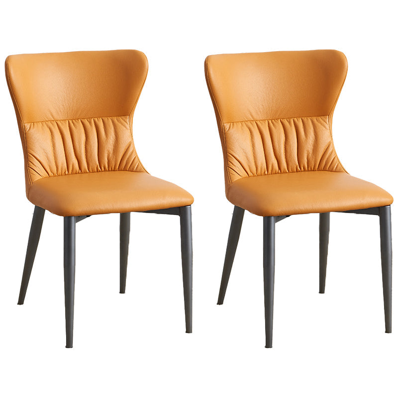 Industrial Metal Dining Room Chairs Armless Wingback Side Chair for Home Use Orange-Gray 2 Piece Set Clearhalo ' kitchen&dining_furn' 'Dining Chairs' 'Dining Tables & Seating' 'dining_chair' 'furn' 'furn_dining_chair' 'Furniture' 'furniture_dining_chair' 'Kitchen & Dining Furniture' 'kitchen' 4098464