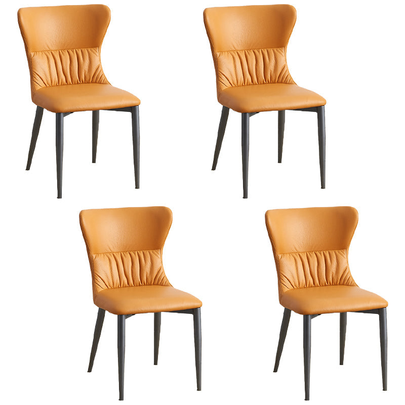 Industrial Metal Dining Room Chairs Armless Wingback Side Chair for Home Use Orange-Gray 4 Piece Set Clearhalo ' kitchen&dining_furn' 'Dining Chairs' 'Dining Tables & Seating' 'dining_chair' 'furn' 'furn_dining_chair' 'Furniture' 'furniture_dining_chair' 'Kitchen & Dining Furniture' 'kitchen' 4098465