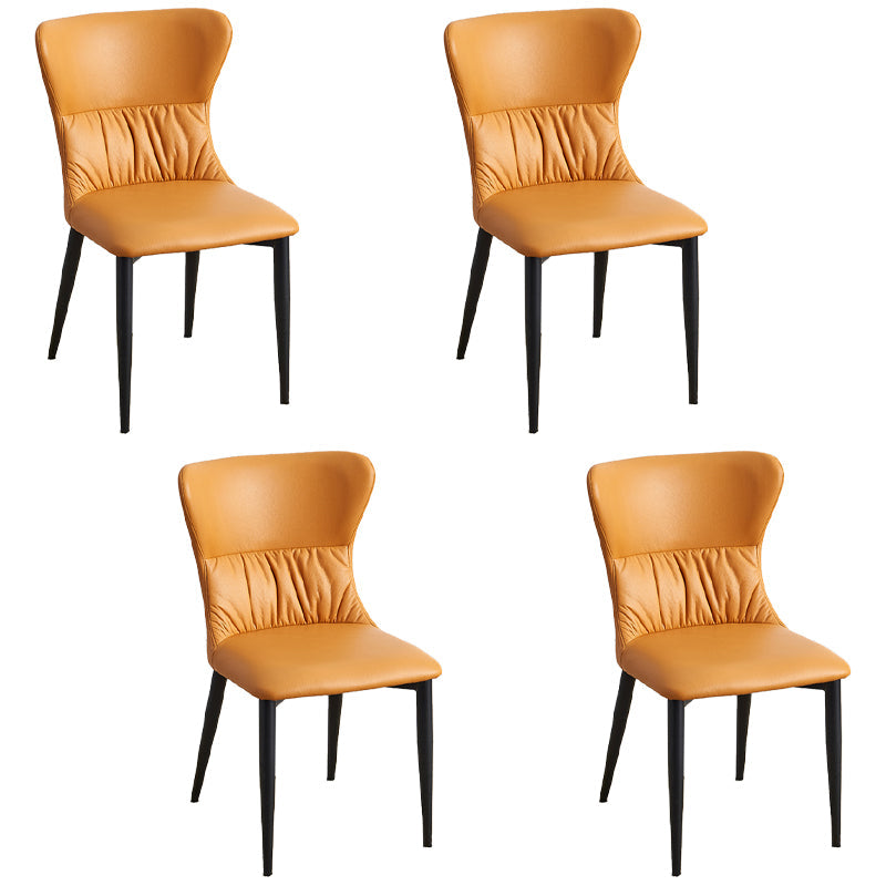 Industrial Metal Dining Room Chairs Armless Wingback Side Chair for Home Use Orange Black 4 Piece Set Clearhalo ' kitchen&dining_furn' 'Dining Chairs' 'Dining Tables & Seating' 'dining_chair' 'furn' 'furn_dining_chair' 'Furniture' 'furniture_dining_chair' 'Kitchen & Dining Furniture' 'kitchen' 4098468