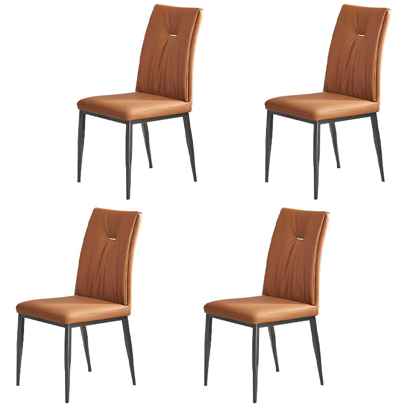 Industrial Metal Dining Room Chairs Leather Armless Dining Chairs for Home Use Orange 4 Piece Set Clearhalo ' kitchen&dining_furn' 'Dining Chairs' 'Dining Tables & Seating' 'dining_chair' 'furn' 'furn_dining_chair' 'Furniture' 'furniture_dining_chair' 'Kitchen & Dining Furniture' 'kitchen' 4098474