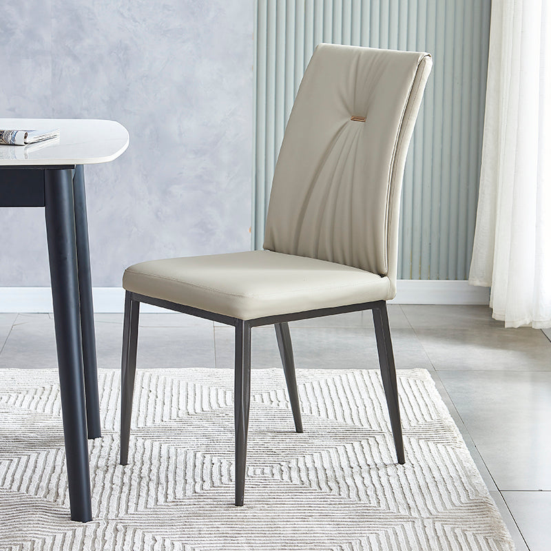 Industrial Metal Dining Room Chairs Leather Armless Dining Chairs for Home Use Off-White 1 Piece Clearhalo ' kitchen&dining_furn' 'Dining Chairs' 'Dining Tables & Seating' 'dining_chair' 'furn' 'furn_dining_chair' 'Furniture' 'furniture_dining_chair' 'Kitchen & Dining Furniture' 'kitchen' 4098476