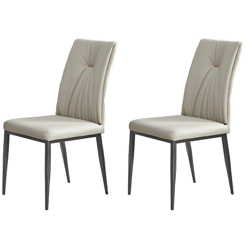 Industrial Metal Dining Room Chairs Leather Armless Dining Chairs for Home Use Off-White 2 Piece Set Clearhalo ' kitchen&dining_furn' 'Dining Chairs' 'Dining Tables & Seating' 'dining_chair' 'furn' 'furn_dining_chair' 'Furniture' 'furniture_dining_chair' 'Kitchen & Dining Furniture' 'kitchen' 4098478