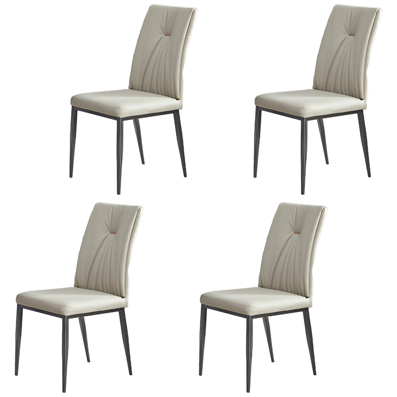 Industrial Metal Dining Room Chairs Leather Armless Dining Chairs for Home Use Off-White 4 Piece Set Clearhalo ' kitchen&dining_furn' 'Dining Chairs' 'Dining Tables & Seating' 'dining_chair' 'furn' 'furn_dining_chair' 'Furniture' 'furniture_dining_chair' 'Kitchen & Dining Furniture' 'kitchen' 4098481