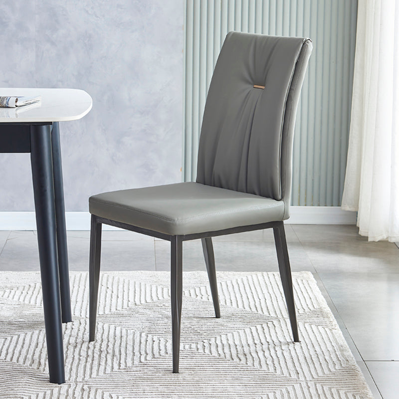 Industrial Metal Dining Room Chairs Leather Armless Dining Chairs for Home Use Grey 1 Piece Clearhalo ' kitchen&dining_furn' 'Dining Chairs' 'Dining Tables & Seating' 'dining_chair' 'furn' 'furn_dining_chair' 'Furniture' 'furniture_dining_chair' 'Kitchen & Dining Furniture' 'kitchen' 4098483