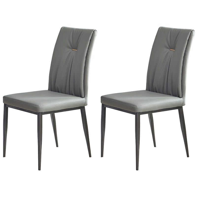 Industrial Metal Dining Room Chairs Leather Armless Dining Chairs for Home Use Grey 2 Piece Set Clearhalo ' kitchen&dining_furn' 'Dining Chairs' 'Dining Tables & Seating' 'dining_chair' 'furn' 'furn_dining_chair' 'Furniture' 'furniture_dining_chair' 'Kitchen & Dining Furniture' 'kitchen' 4098485