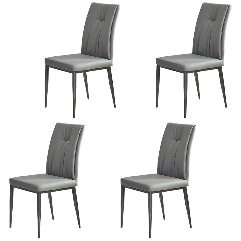 Industrial Metal Dining Room Chairs Leather Armless Dining Chairs for Home Use Grey 4 Piece Set Clearhalo ' kitchen&dining_furn' 'Dining Chairs' 'Dining Tables & Seating' 'dining_chair' 'furn' 'furn_dining_chair' 'Furniture' 'furniture_dining_chair' 'Kitchen & Dining Furniture' 'kitchen' 4098487