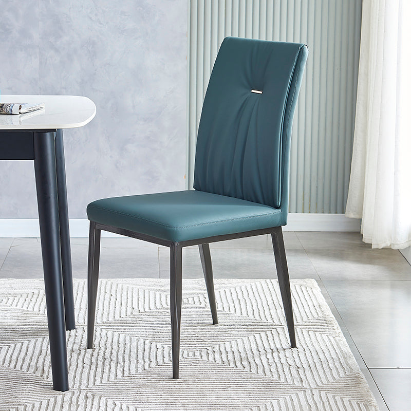 Industrial Metal Dining Room Chairs Leather Armless Dining Chairs for Home Use Lake Blue 1 Piece Clearhalo ' kitchen&dining_furn' 'Dining Chairs' 'Dining Tables & Seating' 'dining_chair' 'furn' 'furn_dining_chair' 'Furniture' 'furniture_dining_chair' 'Kitchen & Dining Furniture' 'kitchen' 4098489