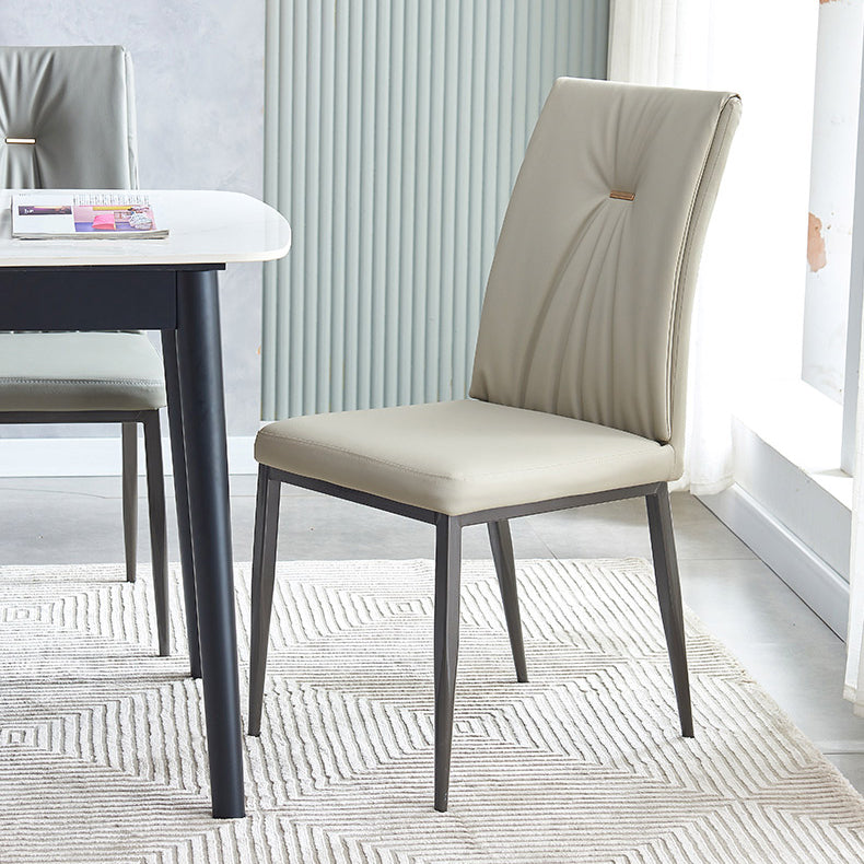 Industrial Metal Dining Room Chairs Leather Armless Dining Chairs for Home Use Clearhalo ' kitchen&dining_furn' 'Dining Chairs' 'Dining Tables & Seating' 'dining_chair' 'furn' 'furn_dining_chair' 'Furniture' 'furniture_dining_chair' 'Kitchen & Dining Furniture' 'kitchen' 4098493