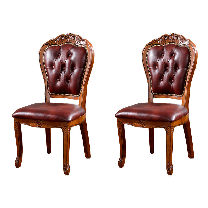 Victorian Leather Armless Dining Chairs Upholstered Side Chairs (Set of 2) Red Clearhalo ' kitchen&dining_furn' 'Dining Chairs' 'Dining Tables & Seating' 'dining_chair' 'furn' 'furn_dining_chair' 'Furniture' 'furniture_dining_chair' 'Kitchen & Dining Furniture' 'kitchen' 4098496
