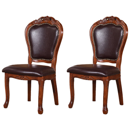 Victorian Leather Armless Dining Chairs Upholstered Side Chairs (Set of 2) Dark Coffee Clearhalo ' kitchen&dining_furn' 'Dining Chairs' 'Dining Tables & Seating' 'dining_chair' 'furn' 'furn_dining_chair' 'Furniture' 'furniture_dining_chair' 'Kitchen & Dining Furniture' 'kitchen' 4098501