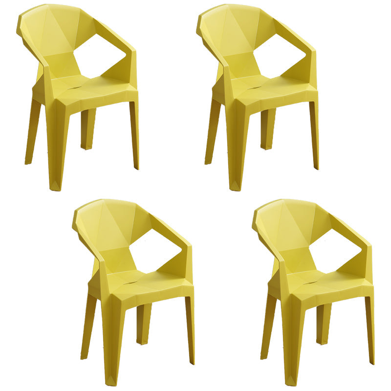 Modern Outdoor Dining Arm Chairs Plastic Side Back Patio Dining Armchairs Lemon Yellow 4 Piece Set Clearhalo ' kitchen&dining_furn' 'Dining Chairs' 'Dining Tables & Seating' 'dining_chair' 'furn' 'furn_dining_chair' 'Furniture' 'furniture_dining_chair' 'Kitchen & Dining Furniture' 'kitchen' 4098510