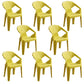 Modern Outdoor Dining Arm Chairs Plastic Side Back Patio Dining Armchairs Lemon Yellow 8 Piece Set Clearhalo ' kitchen&dining_furn' 'Dining Chairs' 'Dining Tables & Seating' 'dining_chair' 'furn' 'furn_dining_chair' 'Furniture' 'furniture_dining_chair' 'Kitchen & Dining Furniture' 'kitchen' 4098512