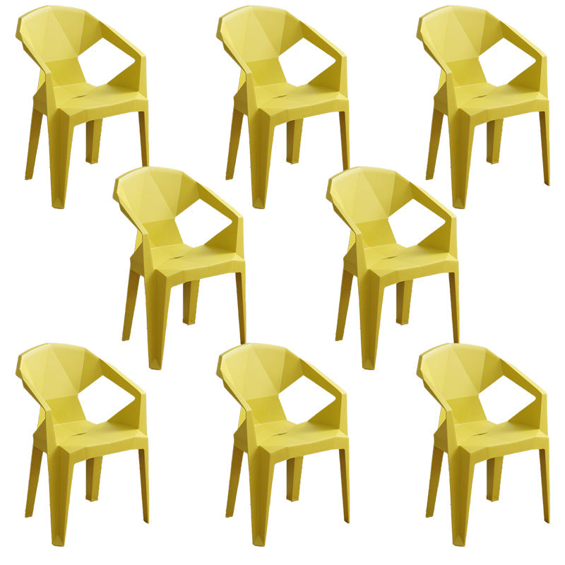 Modern Outdoor Dining Arm Chairs Plastic Side Back Patio Dining Armchairs Lemon Yellow 8 Piece Set Clearhalo ' kitchen&dining_furn' 'Dining Chairs' 'Dining Tables & Seating' 'dining_chair' 'furn' 'furn_dining_chair' 'Furniture' 'furniture_dining_chair' 'Kitchen & Dining Furniture' 'kitchen' 4098512