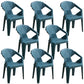 Modern Outdoor Dining Arm Chairs Plastic Side Back Patio Dining Armchairs Peacock Blue 8 Piece Set Clearhalo ' kitchen&dining_furn' 'Dining Chairs' 'Dining Tables & Seating' 'dining_chair' 'furn' 'furn_dining_chair' 'Furniture' 'furniture_dining_chair' 'Kitchen & Dining Furniture' 'kitchen' 4098519