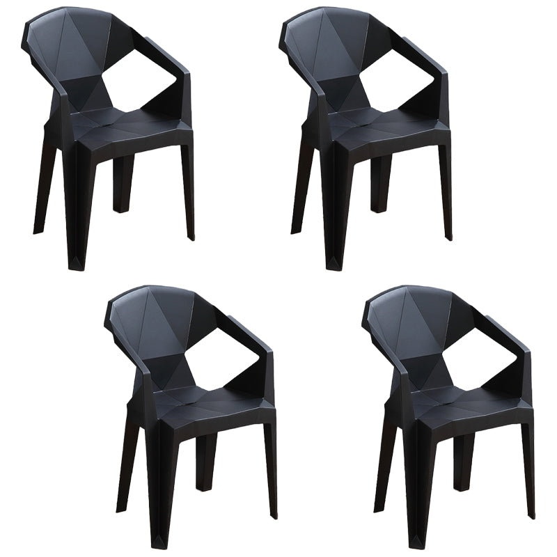 Modern Outdoor Dining Arm Chairs Plastic Side Back Patio Dining Armchairs Black 4 Piece Set Clearhalo ' kitchen&dining_furn' 'Dining Chairs' 'Dining Tables & Seating' 'dining_chair' 'furn' 'furn_dining_chair' 'Furniture' 'furniture_dining_chair' 'Kitchen & Dining Furniture' 'kitchen' 4098521