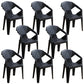 Modern Outdoor Dining Arm Chairs Plastic Side Back Patio Dining Armchairs Black 8 Piece Set Clearhalo ' kitchen&dining_furn' 'Dining Chairs' 'Dining Tables & Seating' 'dining_chair' 'furn' 'furn_dining_chair' 'Furniture' 'furniture_dining_chair' 'Kitchen & Dining Furniture' 'kitchen' 4098523