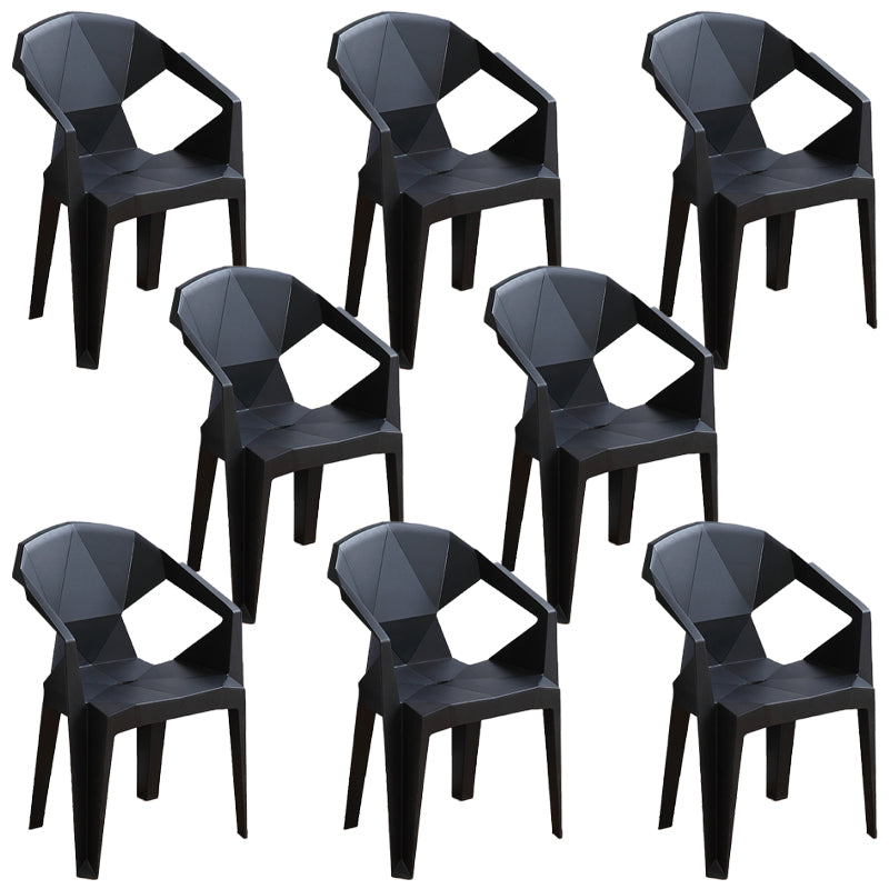 Modern Outdoor Dining Arm Chairs Plastic Side Back Patio Dining Armchairs Black 8 Piece Set Clearhalo ' kitchen&dining_furn' 'Dining Chairs' 'Dining Tables & Seating' 'dining_chair' 'furn' 'furn_dining_chair' 'Furniture' 'furniture_dining_chair' 'Kitchen & Dining Furniture' 'kitchen' 4098523