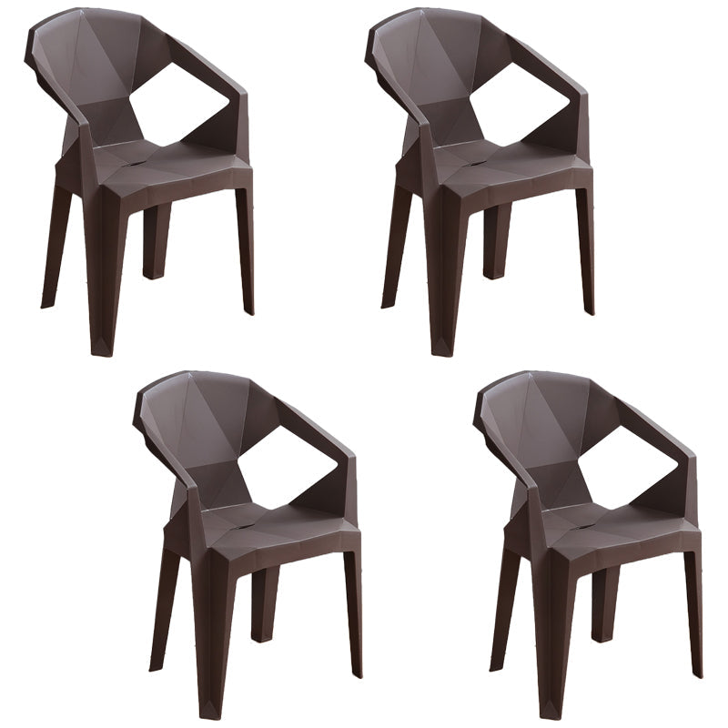 Modern Outdoor Dining Arm Chairs Plastic Side Back Patio Dining Armchairs Coffee 4 Piece Set Clearhalo ' kitchen&dining_furn' 'Dining Chairs' 'Dining Tables & Seating' 'dining_chair' 'furn' 'furn_dining_chair' 'Furniture' 'furniture_dining_chair' 'Kitchen & Dining Furniture' 'kitchen' 4098525