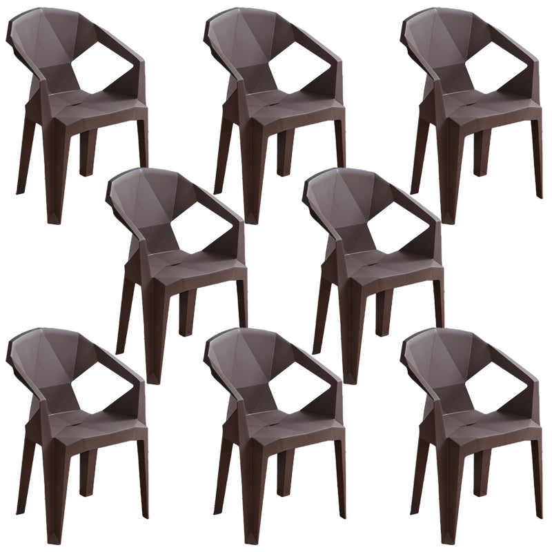 Modern Outdoor Dining Arm Chairs Plastic Side Back Patio Dining Armchairs Coffee 8 Piece Set Clearhalo ' kitchen&dining_furn' 'Dining Chairs' 'Dining Tables & Seating' 'dining_chair' 'furn' 'furn_dining_chair' 'Furniture' 'furniture_dining_chair' 'Kitchen & Dining Furniture' 'kitchen' 4098527