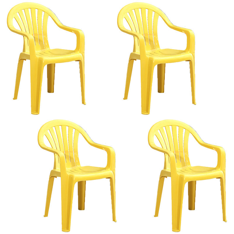 Plastic Stackable Dining Arm Chairs Modern Home Windsor Dining Armchairs Lemon Yellow 4 Piece Set Clearhalo ' kitchen&dining_furn' 'Dining Chairs' 'Dining Tables & Seating' 'dining_chair' 'furn' 'furn_dining_chair' 'Furniture' 'furniture_dining_chair' 'Kitchen & Dining Furniture' 'kitchen' 4098535