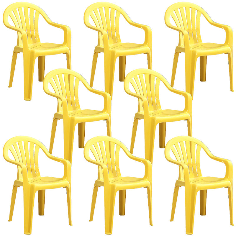 Plastic Stackable Dining Arm Chairs Modern Home Windsor Dining Armchairs Lemon Yellow 8 Piece Set Clearhalo ' kitchen&dining_furn' 'Dining Chairs' 'Dining Tables & Seating' 'dining_chair' 'furn' 'furn_dining_chair' 'Furniture' 'furniture_dining_chair' 'Kitchen & Dining Furniture' 'kitchen' 4098536