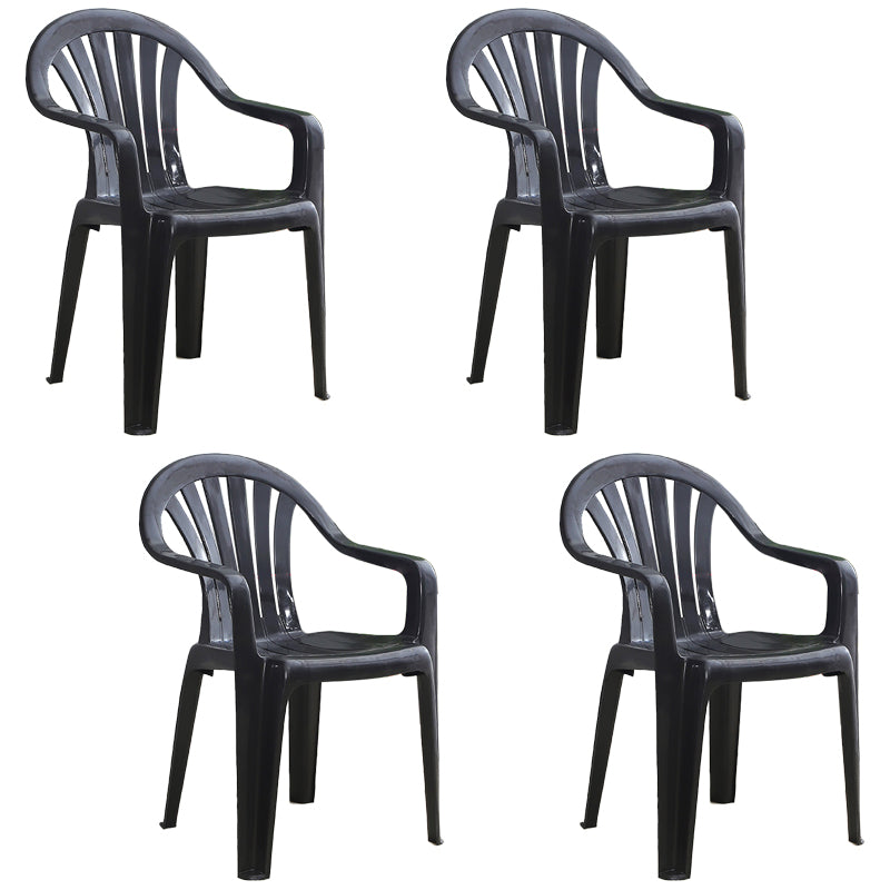 Plastic Stackable Dining Arm Chairs Modern Home Windsor Dining Armchairs Black 4 Piece Set Clearhalo ' kitchen&dining_furn' 'Dining Chairs' 'Dining Tables & Seating' 'dining_chair' 'furn' 'furn_dining_chair' 'Furniture' 'furniture_dining_chair' 'Kitchen & Dining Furniture' 'kitchen' 4098538