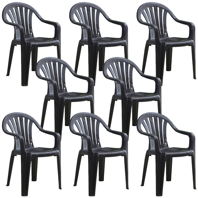 Plastic Stackable Dining Arm Chairs Modern Home Windsor Dining Armchairs Black 8 Piece Set Clearhalo ' kitchen&dining_furn' 'Dining Chairs' 'Dining Tables & Seating' 'dining_chair' 'furn' 'furn_dining_chair' 'Furniture' 'furniture_dining_chair' 'Kitchen & Dining Furniture' 'kitchen' 4098540