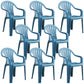 Plastic Stackable Dining Arm Chairs Modern Home Windsor Dining Armchairs Peacock Blue 8 Piece Set Clearhalo ' kitchen&dining_furn' 'Dining Chairs' 'Dining Tables & Seating' 'dining_chair' 'furn' 'furn_dining_chair' 'Furniture' 'furniture_dining_chair' 'Kitchen & Dining Furniture' 'kitchen' 4098544