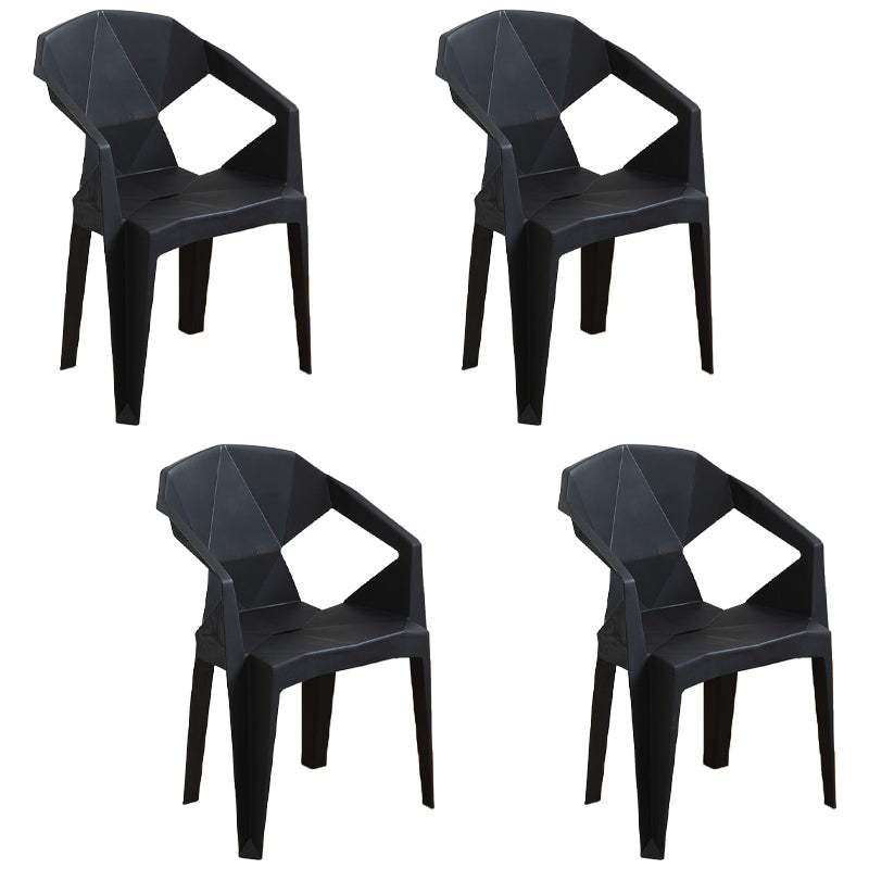 Modern Plastic Dining Arm Chairs Outdoor Side Back Patio Dining Armchairs Black 4 Piece Set Clearhalo ' kitchen&dining_furn' 'Dining Chairs' 'Dining Tables & Seating' 'dining_chair' 'furn' 'furn_dining_chair' 'Furniture' 'furniture_dining_chair' 'Kitchen & Dining Furniture' 'kitchen' 4098557