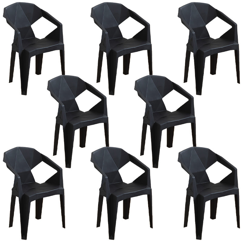 Modern Plastic Dining Arm Chairs Outdoor Side Back Patio Dining Armchairs Black 8 Piece Set Clearhalo ' kitchen&dining_furn' 'Dining Chairs' 'Dining Tables & Seating' 'dining_chair' 'furn' 'furn_dining_chair' 'Furniture' 'furniture_dining_chair' 'Kitchen & Dining Furniture' 'kitchen' 4098558