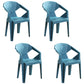 Modern Plastic Dining Arm Chairs Outdoor Side Back Patio Dining Armchairs Peacock Blue 4 Piece Set Clearhalo ' kitchen&dining_furn' 'Dining Chairs' 'Dining Tables & Seating' 'dining_chair' 'furn' 'furn_dining_chair' 'Furniture' 'furniture_dining_chair' 'Kitchen & Dining Furniture' 'kitchen' 4098561